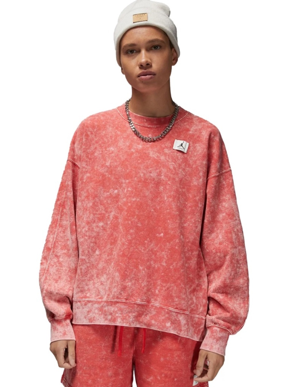 Women’s Jordan Coral Mineral-Wash Crewneck Sweater Oversized Fit